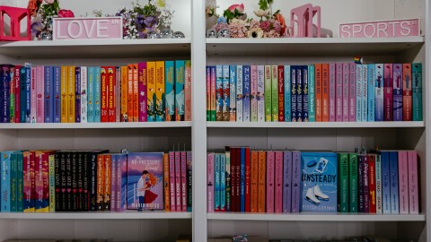 Shelves of books at Shelf Love in Des Moines. The romance-only indie bookstore opened in 2025.