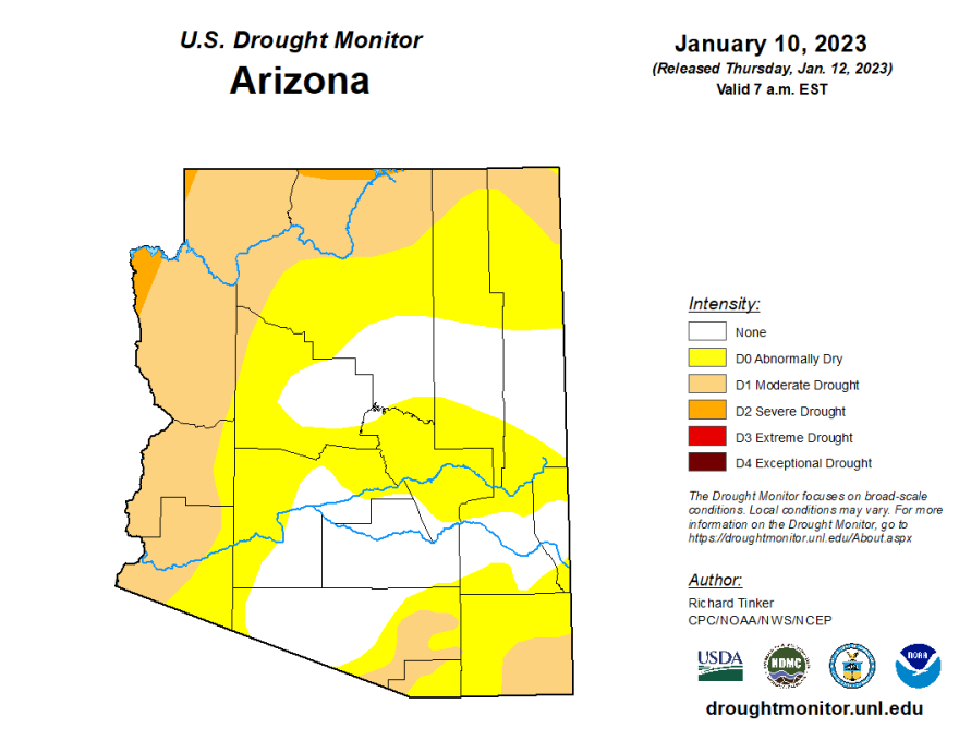 The U.S. Drought Monitor declared more than 27 percent of Arizona – including portions of Coconino and Yavpai counties – are experiencing no drought.