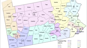 Shown is a new map of congressional districts provided by the Supreme Court Of Pennsylvania on Wednesday, Feb. 23, 2022. Pennsylvania's highest court is breaking a partisan deadlock over a new map of congressional districts by selecting boundaries that broadly adhere to the current outlines of the state's districts.