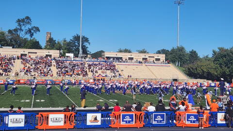 FILE PHOTO: Morgan State’s band the “Magnificent Marching Machine” performs during halftime of the Homecoming game.