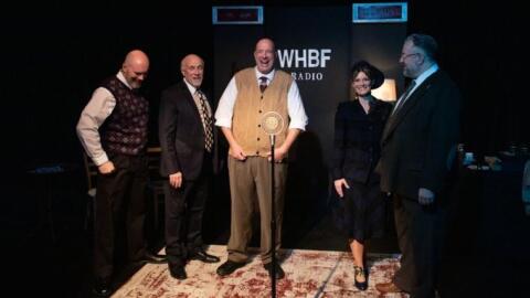 Jim Adamson, Jeff Adamson, Patrick Adamson, Jessica White, and Jeremy Mahr in The Adventures of Sam Steele: A Radio Play