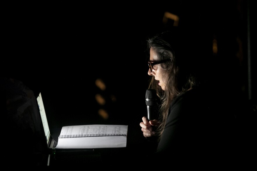 CATS director Amy Marie McCleary calls out instructions to the cast during a dress rehearsal on Wednesday, Feb. 18, 2026, at Broadway Palm Dinner Theater in Fort Myers.