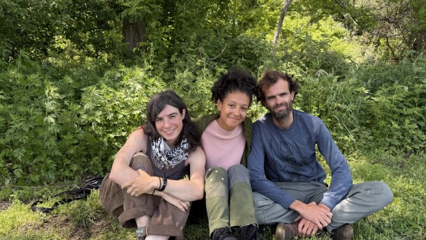 Pictured left to right: Brigid Slattery, Fredi Guevara, and Liam Henrie, members of the Global Sumud Flotilla.