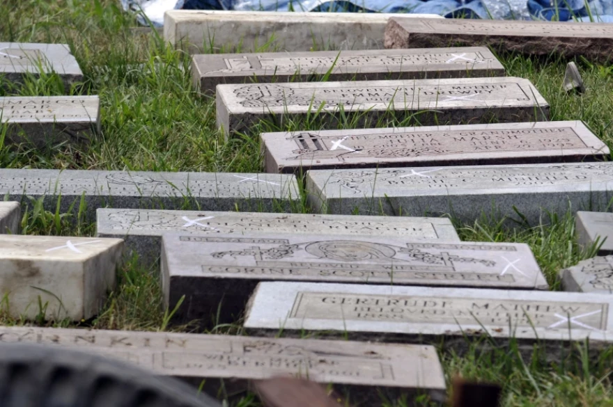 Rows of tombstones at the Burr Oak Cemetery in 2009. Four cemetery workers were charged with dismembering human remains.