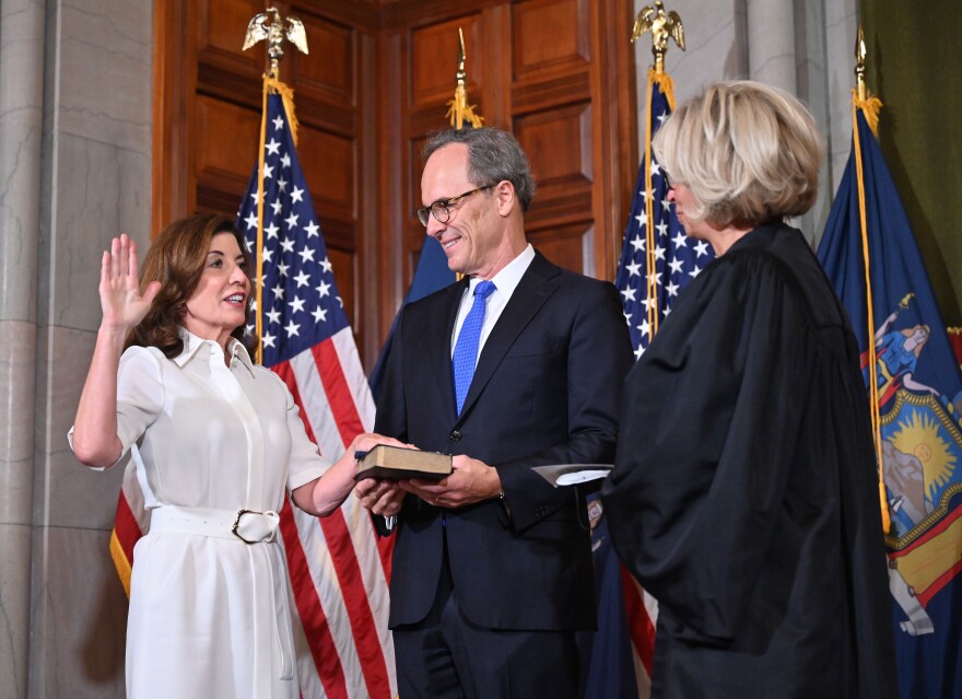 Kathy Hochul is sworn in as governor of New York Aug. 24, 2021.