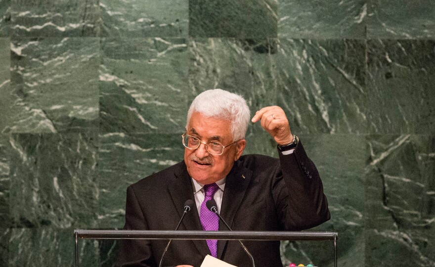 Palestinian Authority President Mahmoud Abbas speaks at the United Nations General Assembly last month. Palestinian leaders say Israelis have made many inflammatory remarks that have heightened tensions.
