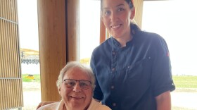 Former Valley News Live morning weatherman Mick Kjar (left) with his granddaughter Chef Candace Stock at the Theodore Roosevelt Presidential Library.