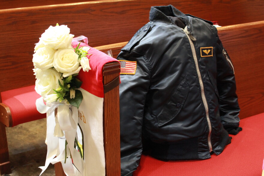  Funk's jacket in the spot where she used to sit during church services. September 1, 2026. 