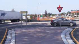 A new roundabout in Mesick at the intersection of M-115 and M-37.