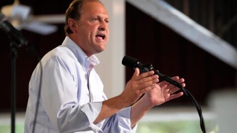 Congressman Andy Barr, R-Ky., speaks at the annual Fancy Farm picnic Aug. 2, 2025.