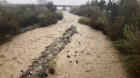 The rain swollen Ventura River Sunday afternoon.