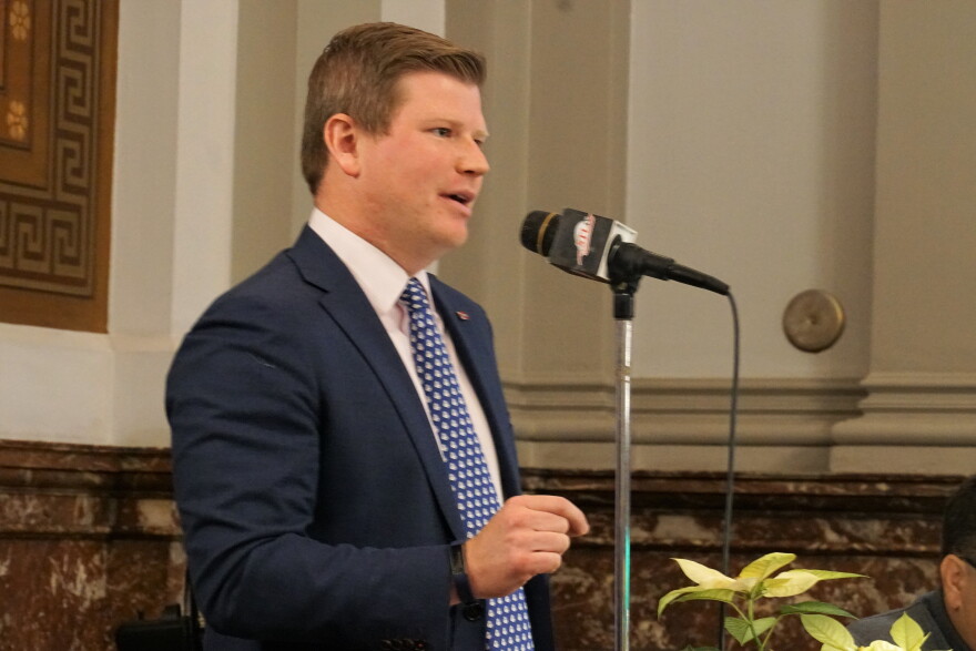 St. Louis Alderman Jack Coatar, D-7th Ward, speaks Dec. 14 during debate over legislation to pay for convention center renovations.