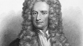 Scientist Isaac Newton on an engraving from the 1800s.