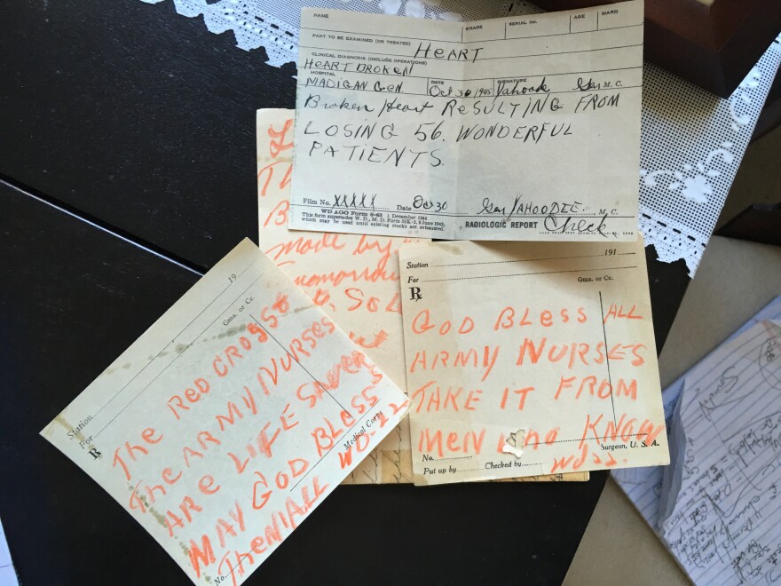 Dorothy Managan still keeps a collection of notes from patients she cared for at Fort Lewis after World War II.