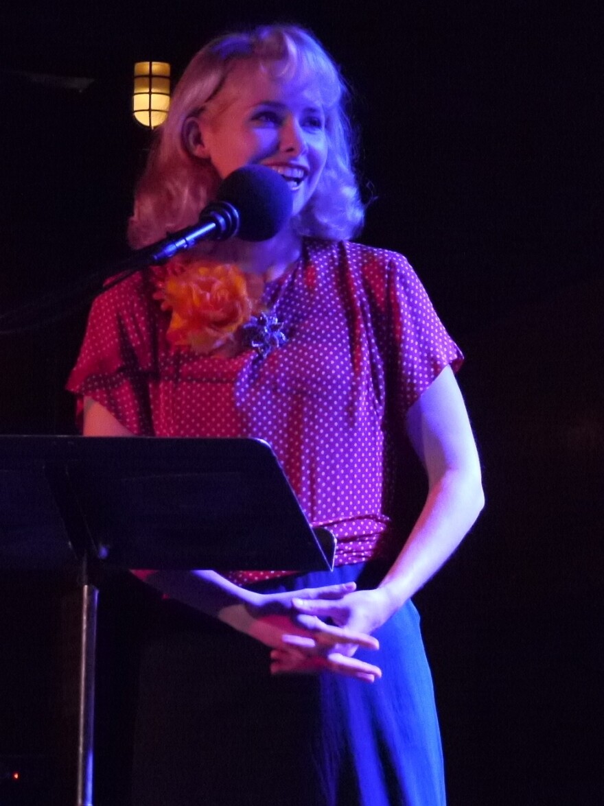 Nellie McKay on the <em>Ask Me Another </em>stage.