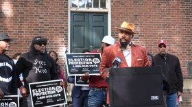 Nathaniel Hill, 59, of Southampton County, spoke at a news conference on Capitol Square about having his voter registration erroneously cancelled by the state. (Graham Moomaw/Virginia Mercury)