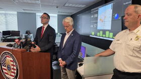 (from left) Joseph Popcun, Niagara Falls Mayor Robert Restaino and Nicholas Ligammari.