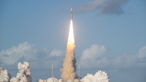 NASA’s Space Launch System rocket carrying the Orion spacecraft with NASA astronauts.