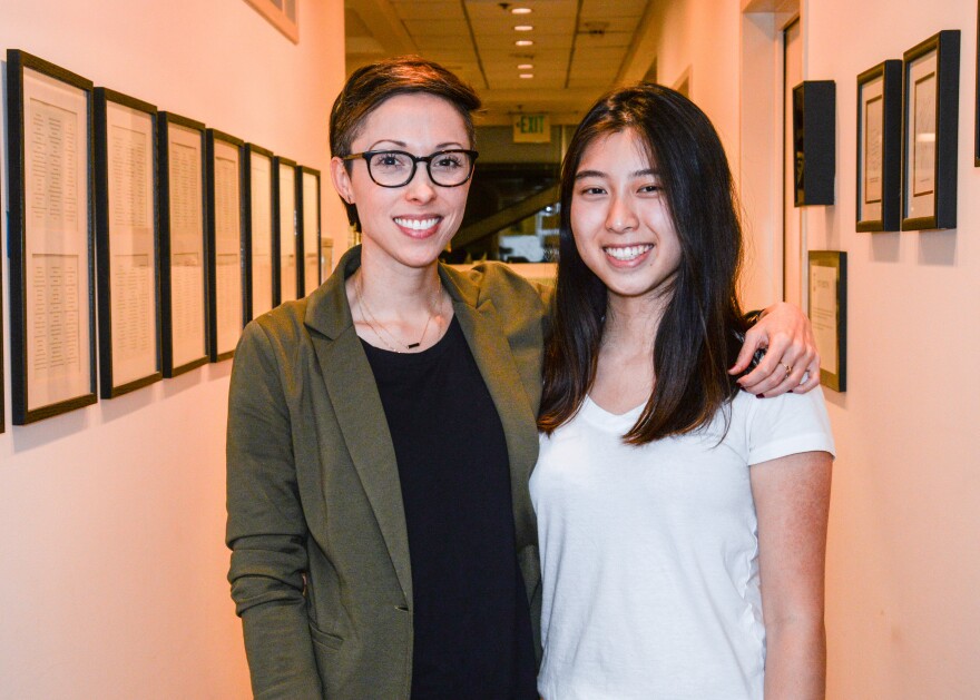 Kristin Leong, creator of the Roll Call Project and Christina Joo, junior at International School in Bellevue