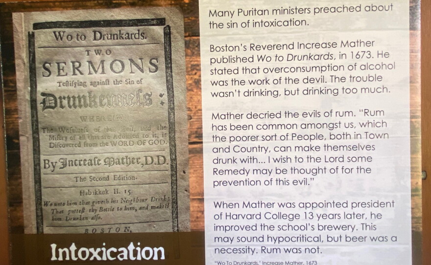 A sermon on display at the Deerfield exhibit, "Brewing Massachusetts."