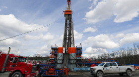 FILE - Work continues at a shale gas well drilling site in St. Mary's, Pa., March 12, 2020. Republican candidates for Pennsylvania governor are pledging to open up natural gas production, but there are constraints to what a governor can do. (AP Photo/Keith Srakocic, File)