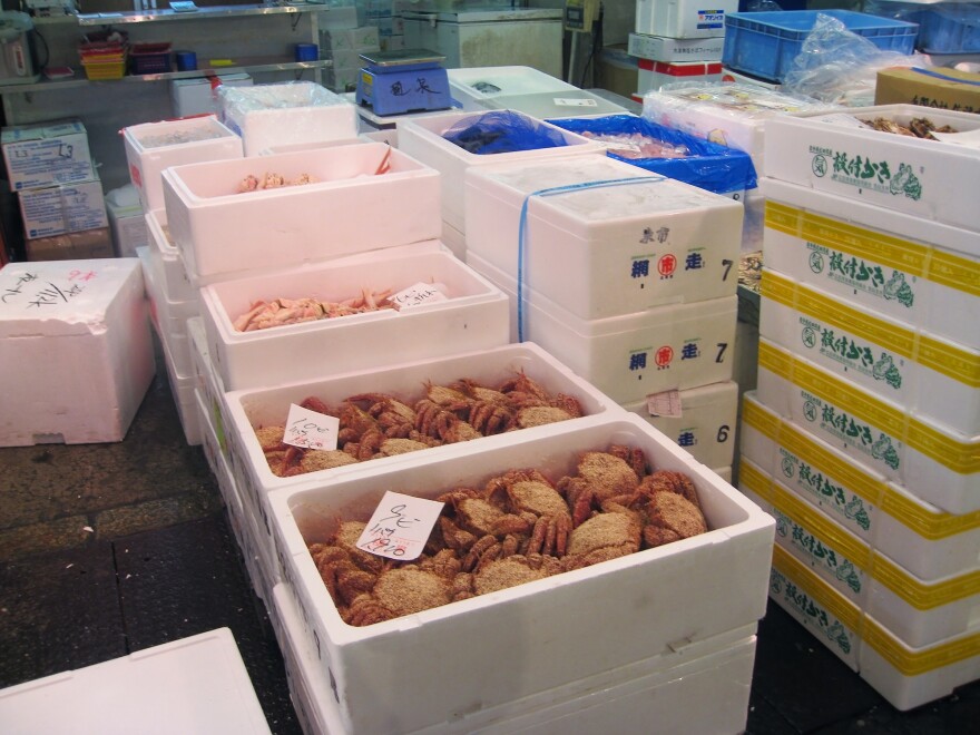 Truckloads of hundreds of varieties of seafood arrive at the market in the wee hours of the morning.