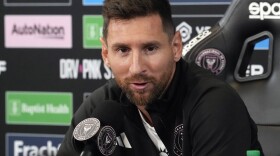 Inter Miami's Lionel Messi answers a question during a soccer news conference, Thursday, Aug. 17, 2023, in Fort Lauderdale.