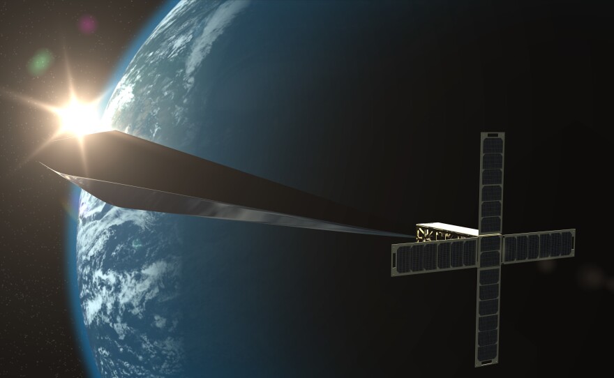 A conceptual rendering of "Trevor Paglen: Orbital Reflector, co-produced and presented by the Nevada Museum of Art." The final version of the nonfunctional satellite was just launched into space.