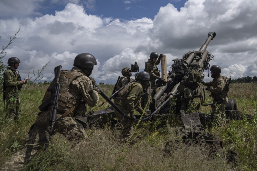 Ukrainian servicemen prepare to fire at Russian positions from a U.S.-supplied M777 howitzer in Kharkiv region, Ukraine, July 14. Weapons supplied by Western countries have significantly boosted the Ukrainian military's capability.