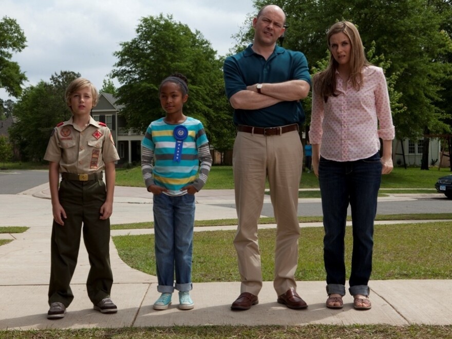 A butter sculpting prodigy (Yara Shahidi, second from left) has a chance to end the Picklers' reign with the help of her friend (Brett Hill) and her foster parents (Rob Corddry and Alicia Silverstone).