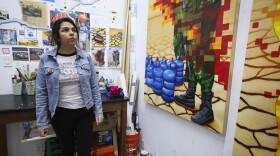 Eliana Miranda talks about making work about immigration and heat-related climate change in her studio Wednesday, Jan. 15, 2025, in Dallas.