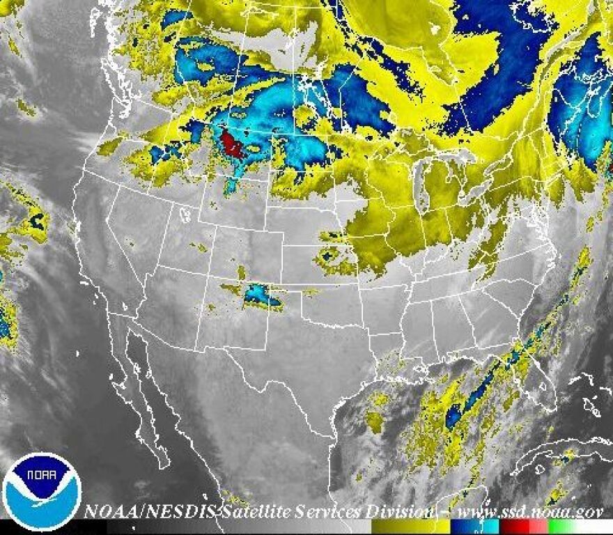 It's been a big storm: The worst may have passed, but an early Friday satellite image shows that bad weather still stretched across much of the nation.