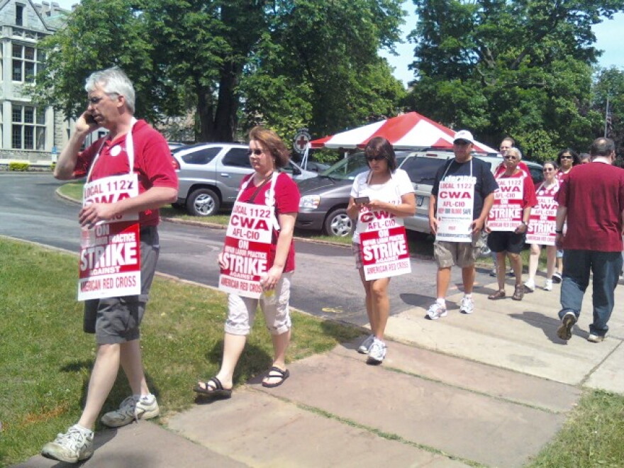 Communications Workers of America Local 1122 strike outside American Red Cross on Delaware Avenue, Buffalo