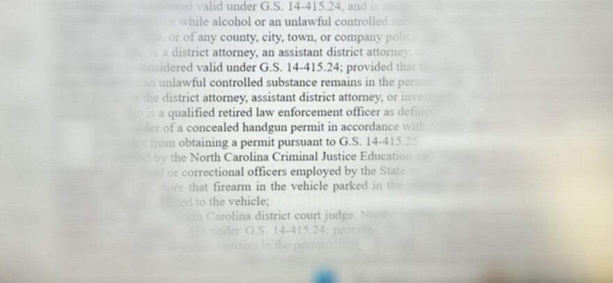 North Carolina General Statute 14-269 prohibits carrying a weapon on a school campus — but also lays out a host of exemptions.