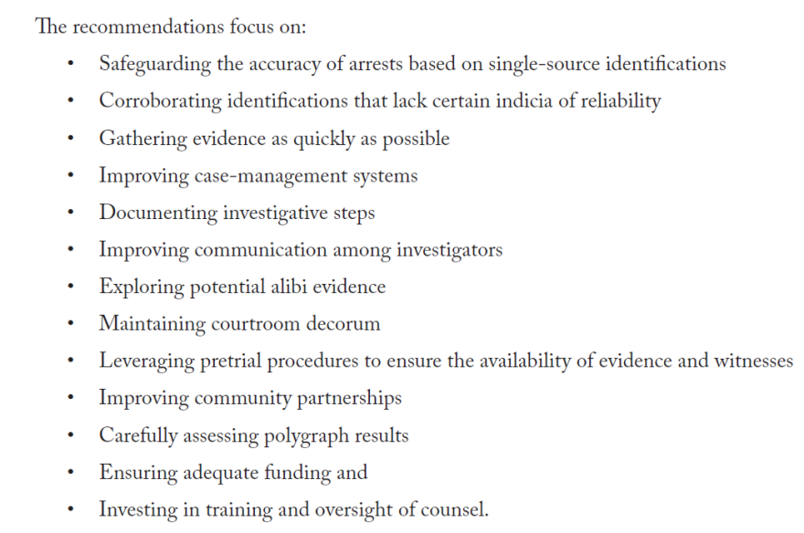 A summary of some of the recommendations that came out of the sentinel review team's report on Eric Anderson's case.
