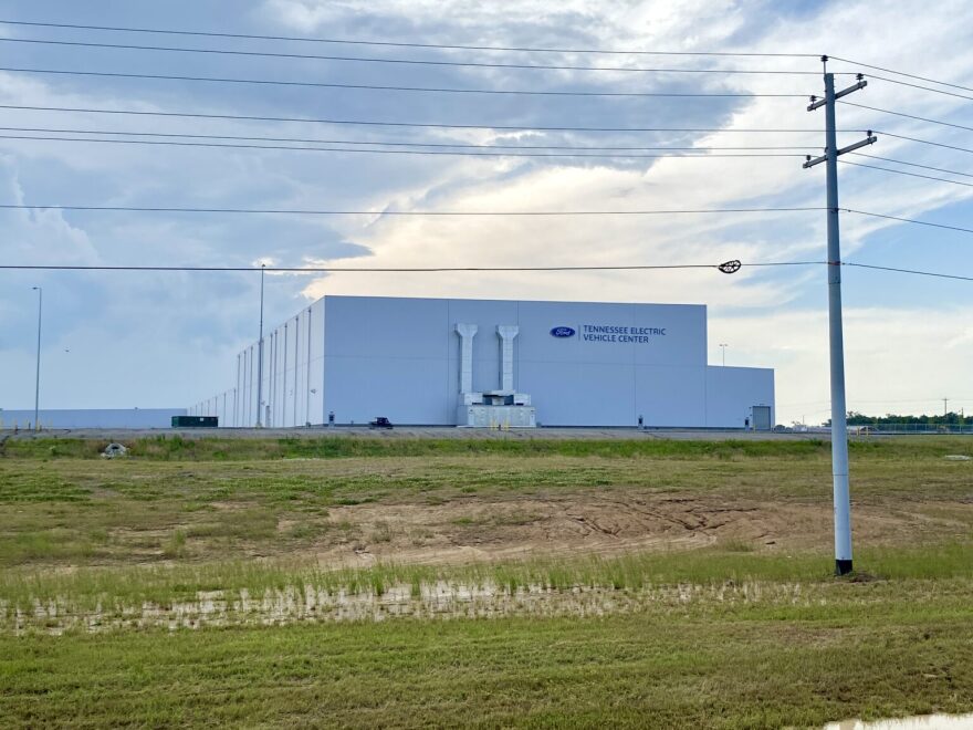 The Tennessee Electric Vehicle Center at Ford’s BlueOval City in Stanton, Tenn., pictured in June 2025, has been renamed “Tennessee Truck Center” after the company announced it would manufacture gas-powered vehicles in the facility instead.