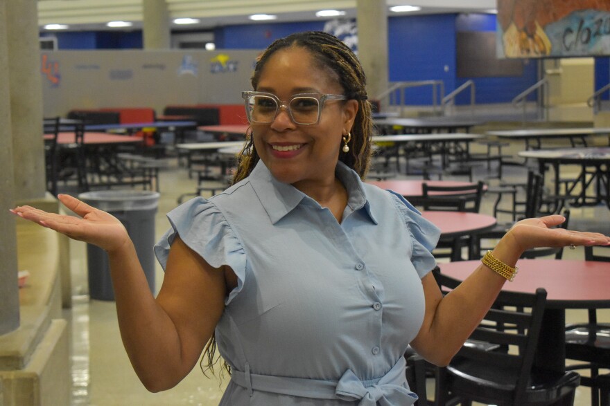 Dr. Jennifer Collier, superintendent of Kansas City Public Schools, keeps her first-day-of-school outfit simple — and blue — Central’s school color.