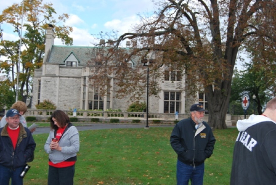 Protesters gather outside Buffalo chapter of the American Red Cross on Delaware Avenue