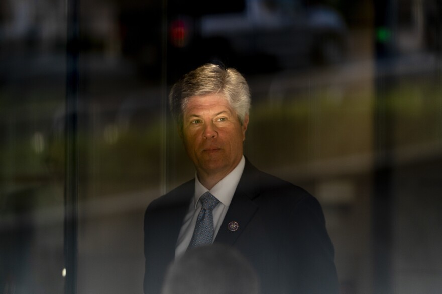 U.S. Rep. Jeff Fortenberry, R-Neb., arrives at the federal courthouse for his trial in Los Angeles, earlier this month. Fortenberry was convicted Thursday on charges that he lied to federal authorities about an illegal $30,000 contribution to his campaign from a foreign billionaire at a 2016 Los Angeles fundraiser.