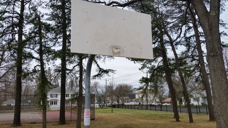 a hoopless basketball backboard