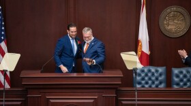 House Speaker Daniel Perez, R-Miami, and Senate President Ben Albritton, R-Wauchula, preside over a joint session on the opening day of the Florida Legislature's annual session, Jan. 13, 2026.