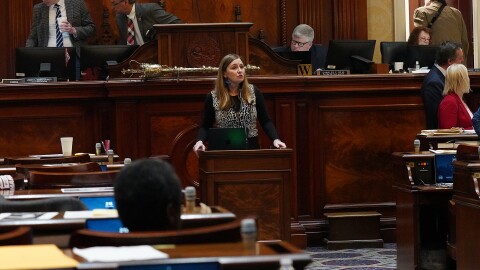 in the House chamber at the Statehouse on Feb. 4 , 2026.