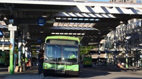 A city bus at depot