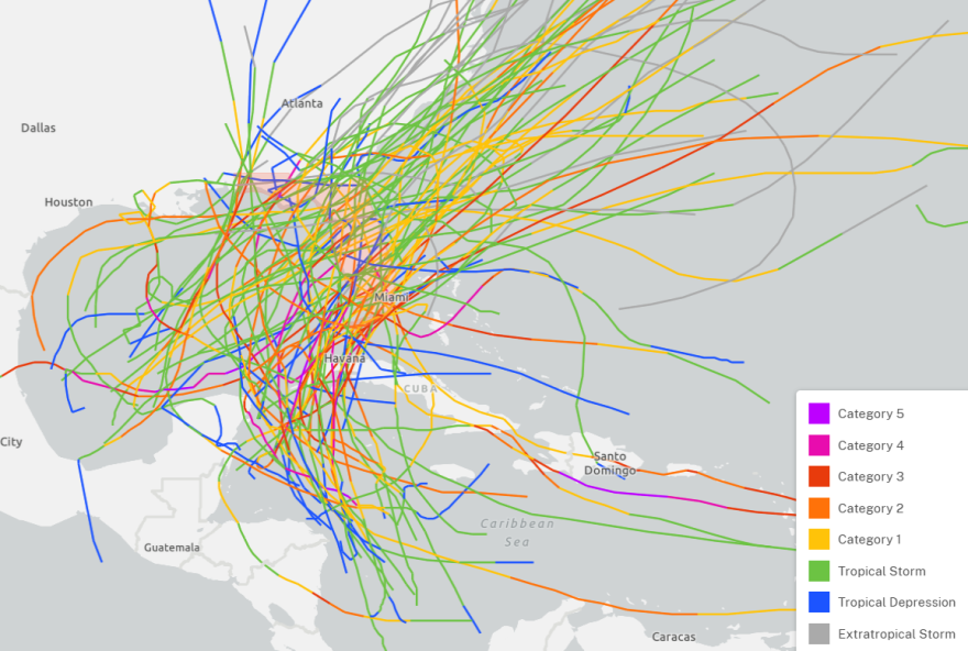 Tropical storm and hurricane strikes during the month of October.