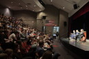 Minnesota Court of Appeals judges Keala C. Ede, Elise L. Larson and Rachel Bond answer questions from Pequot Lakes students Sept. 22, 2026, in the high school auditorium.