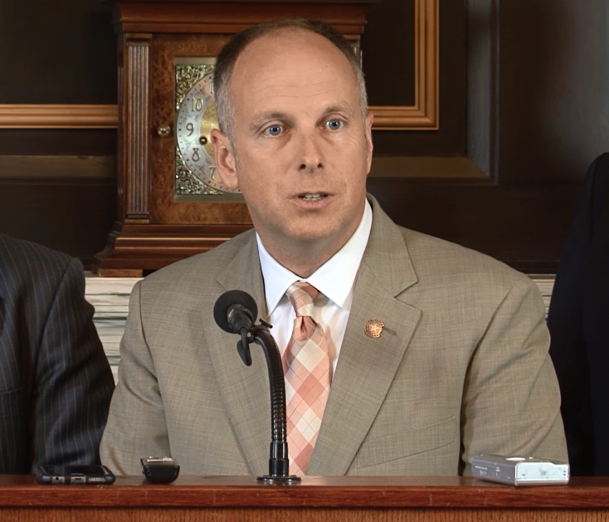 House Speaker Jeff Hickman, R-Fairview, updates lawmakers Friday about Oklahoma's budget situation one week before the constitionally required end of the 2016 legislative session.