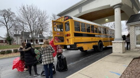 Presents loaded onto a school bus from Circle of Love gift event Friday, November 19th, 2022