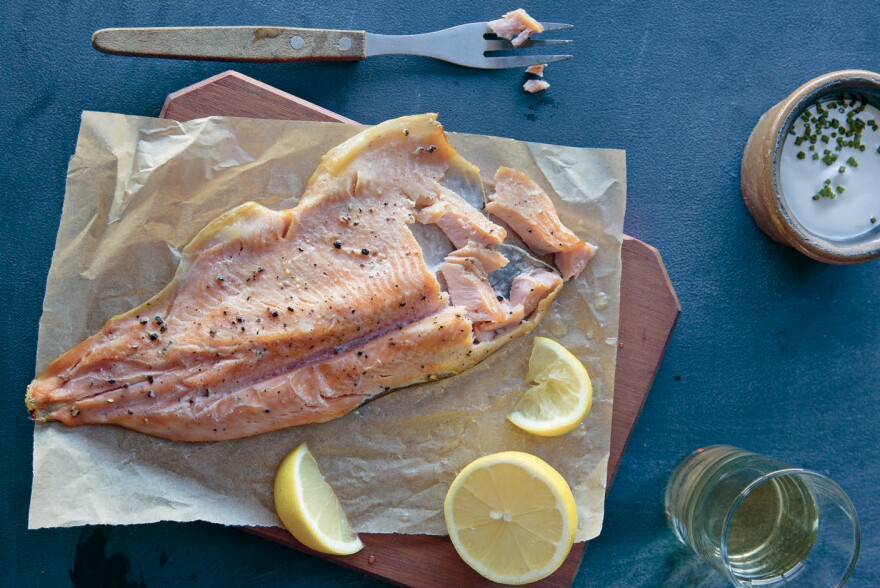 Manning's favorite treatment for smoked trout is to lay it out as part of a smorgasbord — or, as Manning calls it, a hunt-and-peck — with some pickled onions, creme fraiche, and crackers — homemade, of course.