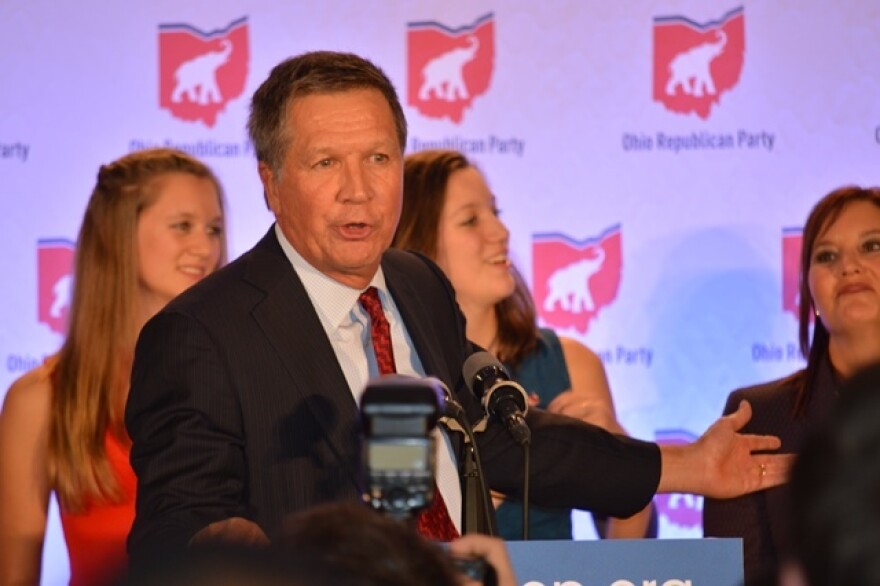 Gov. John Kasich celebrates his reelection. 