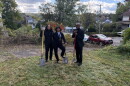 Curtis Wiltshire, left, COO of the Afree Foundation, Rashida Lovely, CEO of the Afree Foundation; and Damario Bonner, executive director of Nepa Pac, ceremonially break ground on the Welby Court Project in South Scranton.